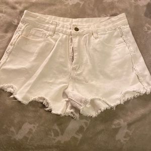 White jean shorts